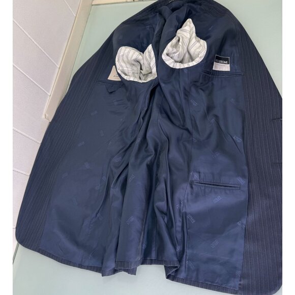 Armani Collezioni Blazer 39R Pinstripe 100% Wool Ventless Navy Blue Made In Ital - Picture 2 of 12